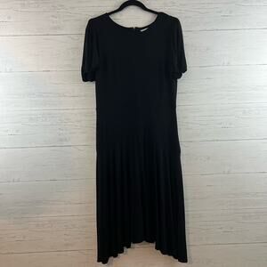 Loft NWT Black Short Sleeve Jersey Knit Midi Dress Size 10